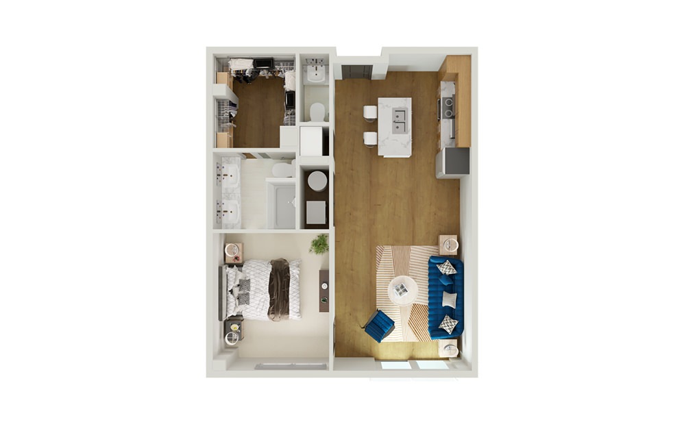 Type 9 - 1 bedroom floorplan layout with 1 bathroom and 931 square feet